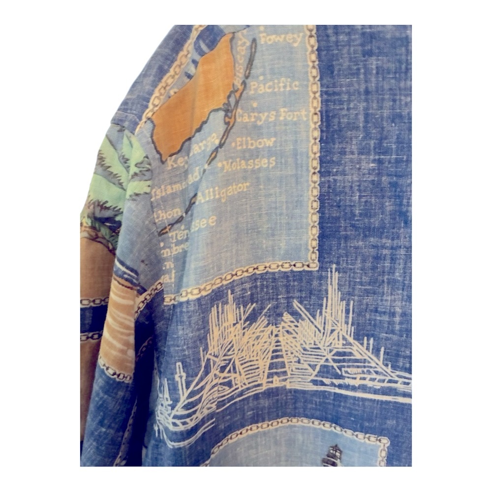 Bluewater Wear Vintage Hawaiian Button-up Short-sleeve Shirt Florida Keyes XL - Picture 6 of 8